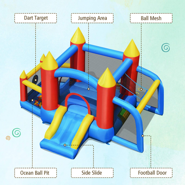 BOUNTECH Inflatable Bounce House, 6 in 1 Jump 'n Slide Bouncer w/ Large Jumping Area