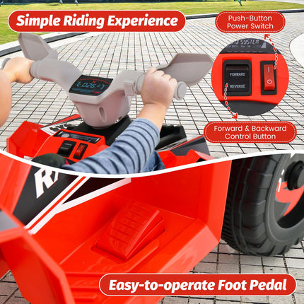 Costzon Kids ATV, 6V Battery Powered Electric Vehicle with Forward/Reverse Switch