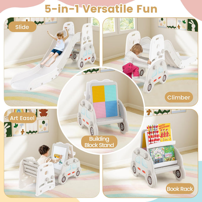 5 in 1 Convertible Toddler Slide Set Easel for Kids