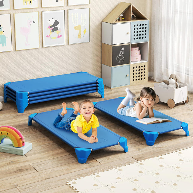 Costzon Daycare Cots for Kids, 6 PCS Space-Saving Stackable Cots w/Sturdy Metal Frame