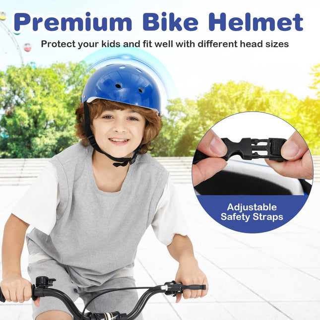 BABY JOY Kids Helmet Set, 6 in 1 Toddler Riding Equipment with Bike Helmet, Knee Elbow Wrist Pads, Spoke Beads, Shoulder Bag