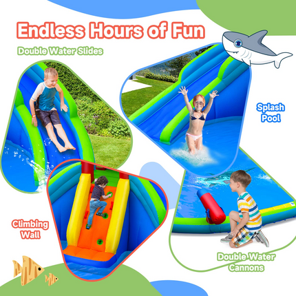 Costzon Inflatable Water Slide for Kids, Mighty Kids Inflatable Water Park w/Splash Pool
