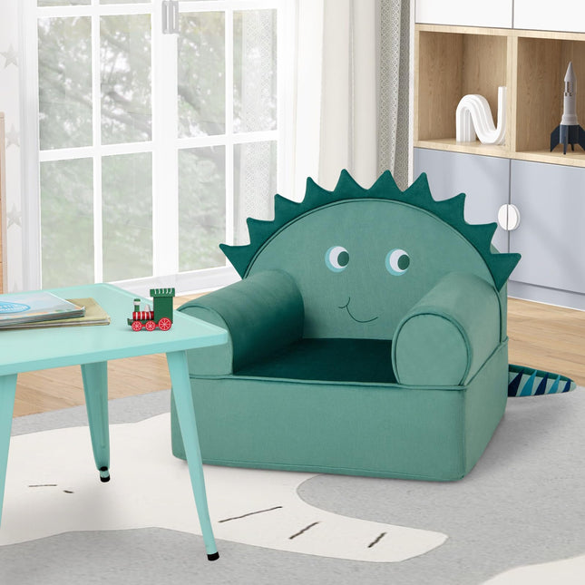 Costzon Kids Sofa, Foam Filled Armchair with Washable Velvet Cover & Soft Sponge Filling, Upholstered Sofa Chair for Preschool(Dinosaur)