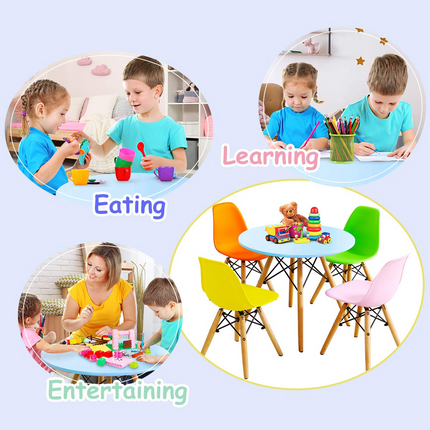 Costzon Kids Table and Chair Set, Kids Mid-Century Modern Style Table Set (Colorful/White, Table & 2/ 4 Chairs)