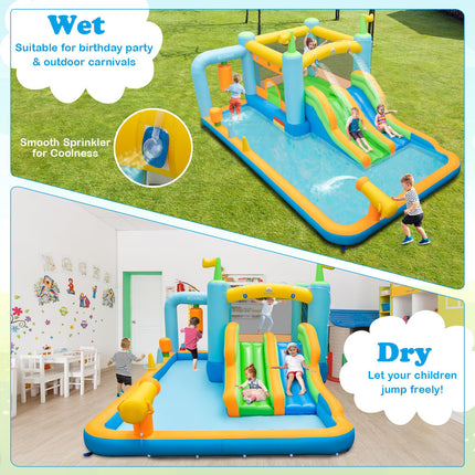 BOUNTECH Inflatable Water Slide, Boxing Themed Water Bounce House with Double Waterslides for Kids Backyard