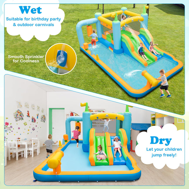 BOUNTECH Inflatable Water Slide, Boxing Themed Water Bounce House with Double Waterslides for Kids Backyard