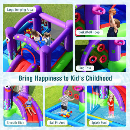 Costzon Inflatable Water Slide, 6 in 1 Kids Water Slide Jumping Bouncer Castle
