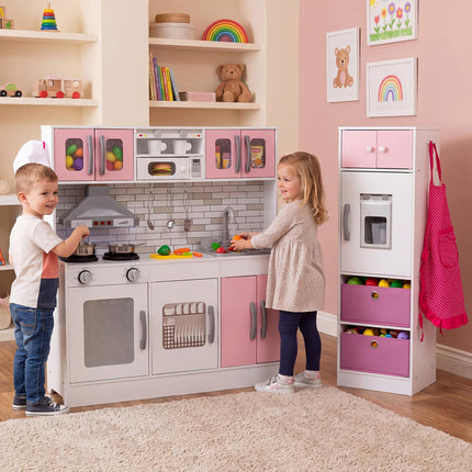 Costzon 2-Piece Wooden Kids Play Kitchen w/Running Water Light & Sound