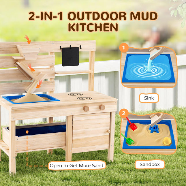 Costzon Outdoor Play Kitchen w/Detachable Sandbox