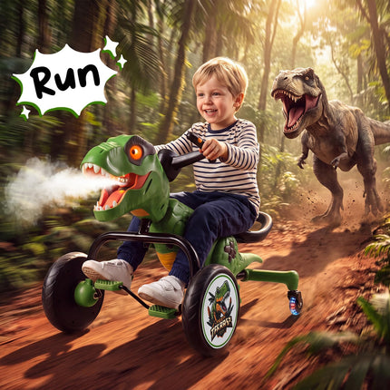 Costzon Dinosaur Kids Pedal Car with Lights Mist Spray Roar Sound