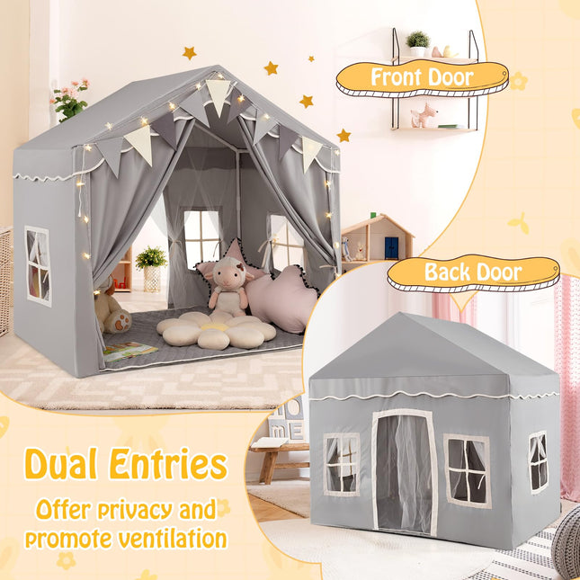 Costzon Kids Tent, Large Toddler Play Tent with 2 Doors, 4 Windows(53.5" x 37" x 53")