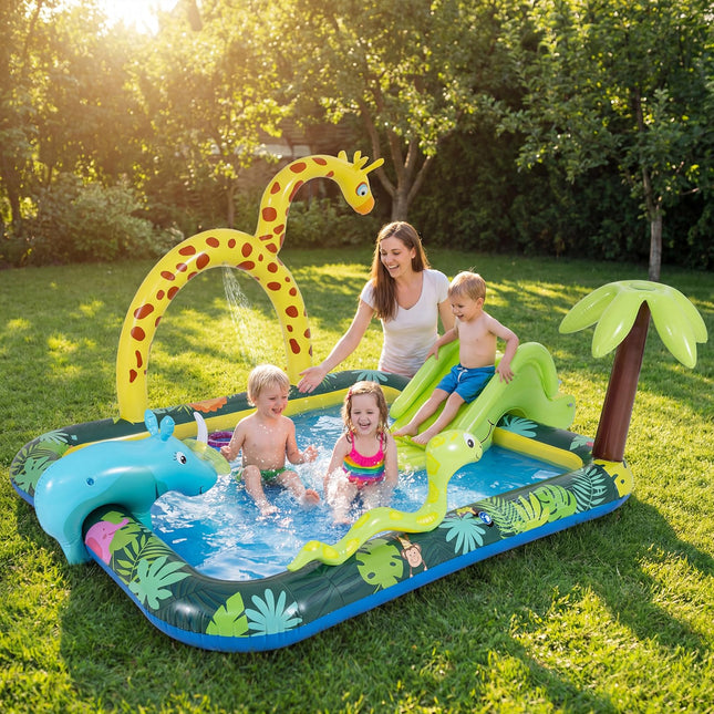 Costzon Jungle Animal Inflatable Kiddie Pool (82'' x 70'' x 54.5'')