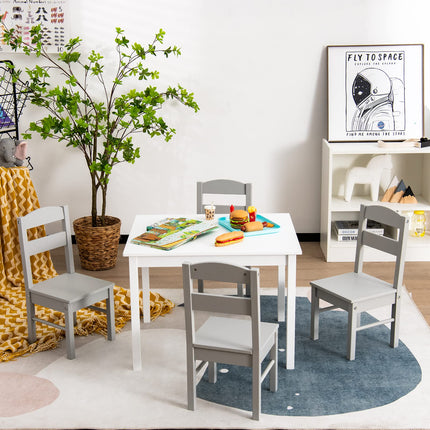 Costzon Kids Table and Chair Set 5 Piece Wood Activity & Chairs for Arts