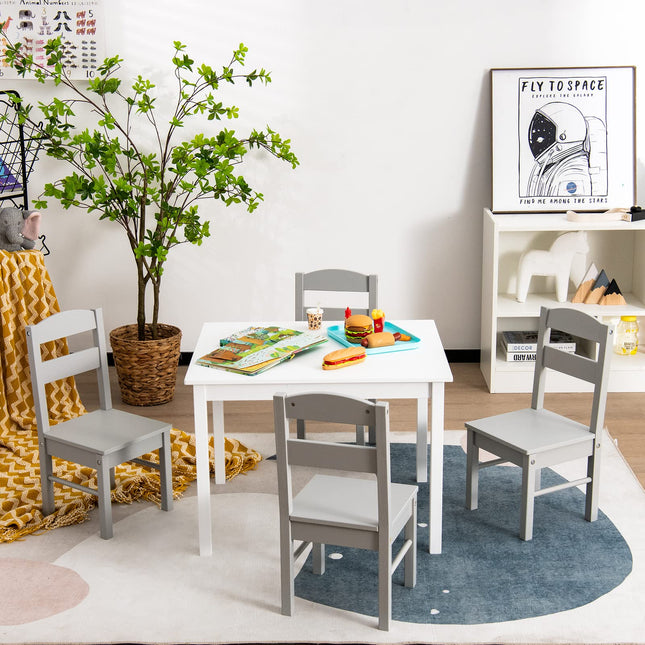 Costzon Kids Table and Chair Set 5 Piece Wood Activity & Chairs for Arts