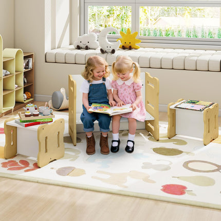 Costzon Kids Table and Chairs All in One Wooden Activity Desk Set for Home