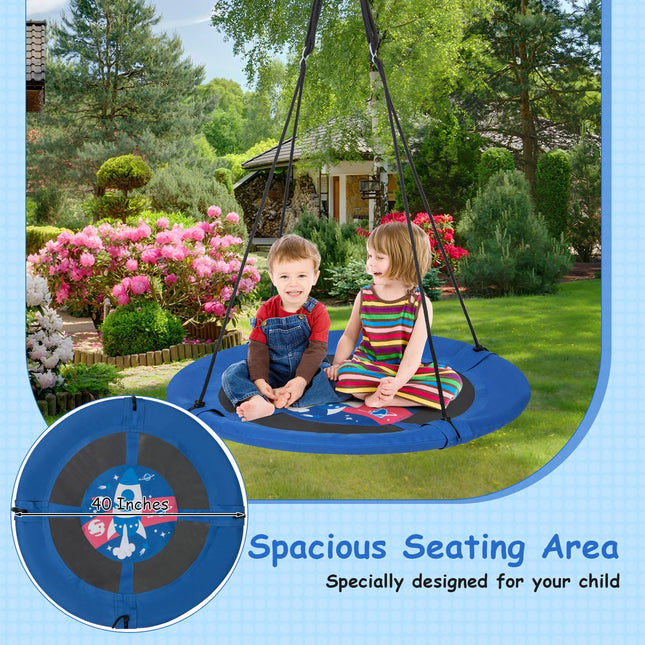 Costzon 40” Saucer Tree Swing for Kids, Flying Saucer Swing with Carabiners, Adjustable Hanging Ropes