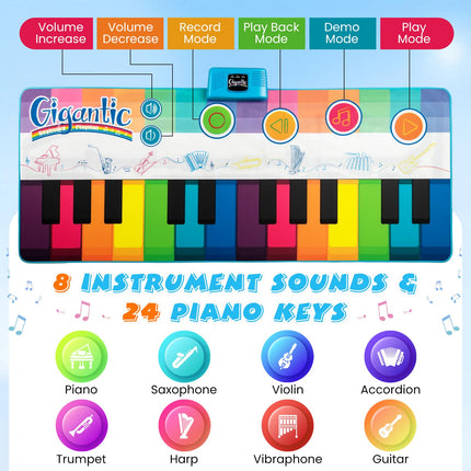 Costzon Floor Piano Mat for Kids & Toddlers w/24 Keys 8 Instrument Sounds 10 Songs