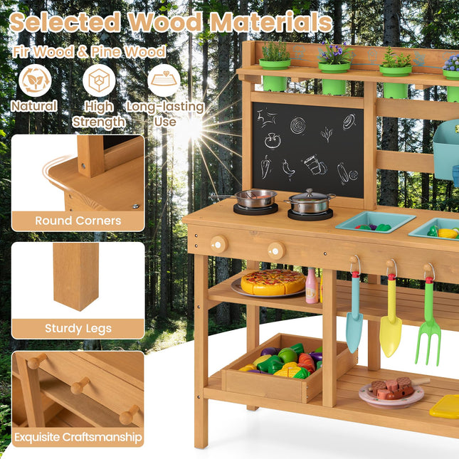Costzon Mud Kitchen Toddler Wooden Pretend Playset