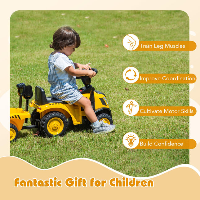 Costzon Kids Ride on Tractor, 2-IN-1 Licensed Caterpillar Ride on Push Car, Foot-to-Floor Walking Toy, Sliding Car for Toddler