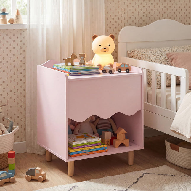 Costzon Nightstand Scalloped Children Wooden End Table