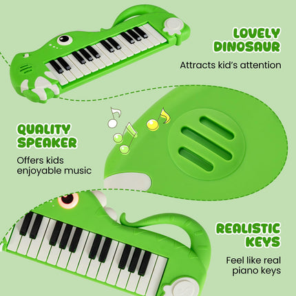 Costzon 25-Key Kids Piano Keyboard Dinosaur Shape Toy Digital Piano