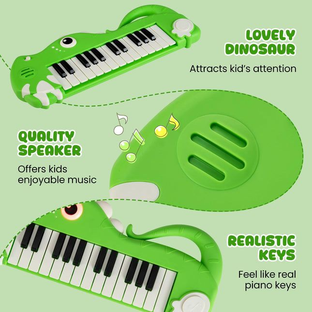 Costzon 25-Key Kids Piano Keyboard Dinosaur Shape Toy Digital Piano