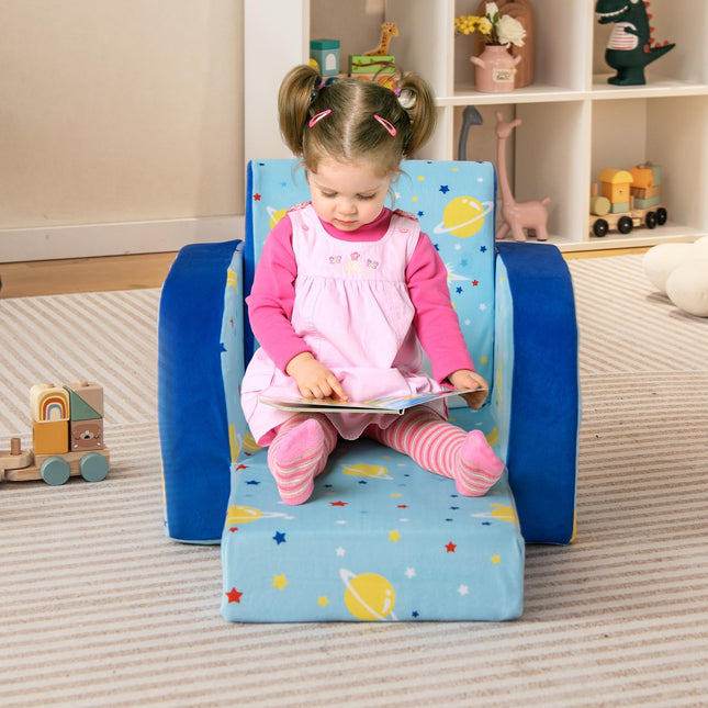 Costzon Kids Couch, 3 in 1 Convertible Flip Open Children's Sofa, Toddler Armrest Chair Bed for Nap, Fold Out Lounger Kids Sofa, Gift for Children