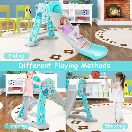 BABY JOY Toddler Slide, 3 in 1 Folding Baby Slide Climber Playset, Freestanding Slide with Long Slipping Slope