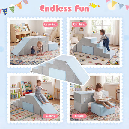 Costzon 4-in-1 Foam Climbing Blocks Foldable Montessori Climbing Toy for Toddler 3+ Years