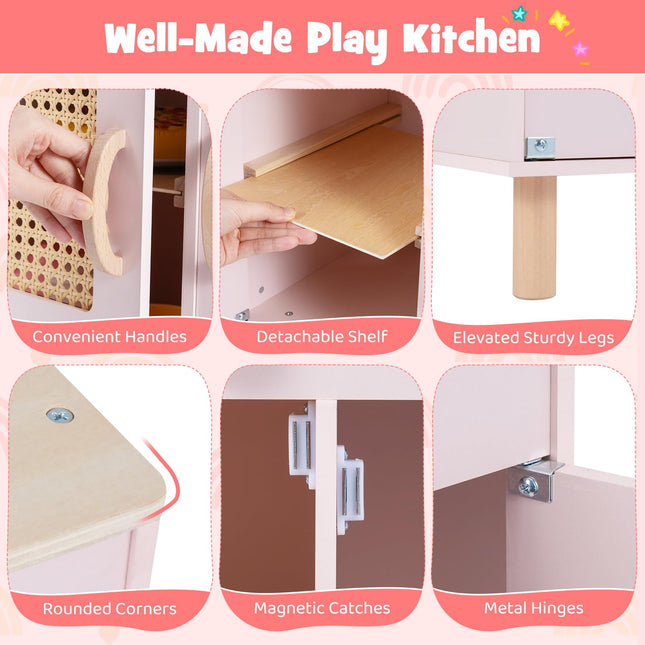 Costzon Kids Kitchen Playset | Little Chef Wooden Pretend Play Toy w/Realistic Ice Maker