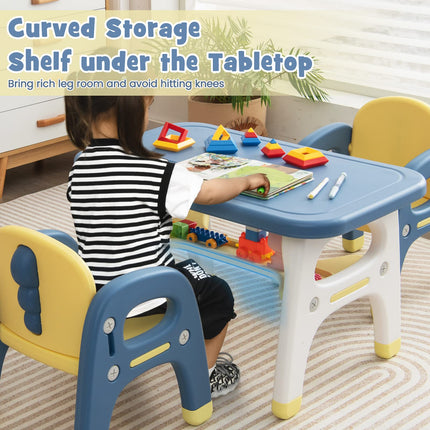 Costzon Kids Table and Chair Set w/Montessori Toys, Kids Activity Table w/Storage Shelf