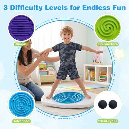 Costzon 2-in-1 Balance Board for Kids with 3 Maze Discs | Wobble Labyrinths Board