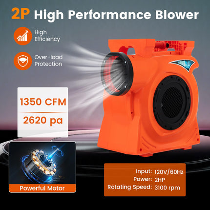 Costzon Commercial Air Blower, 2HP/1500W Bounce House Blower