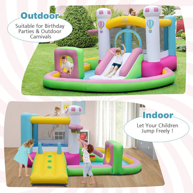 BOUNTECH Inflatable Bounce House, Bouncy House with Slide for Kids 3-6 Indoor Outdoor with Obstacle