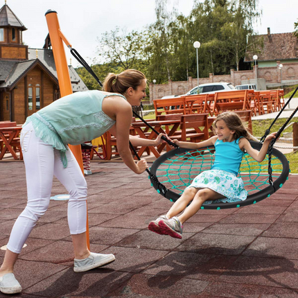 Costzon 40'' Spider Web Tree Swing Set, Kids Outdoor Round Net Swing Platform Rope Swing