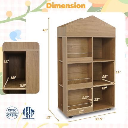 Costzon Kids 4-Tier Bookshelf with 10 Toy Storage Organizer