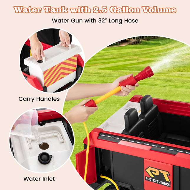 Costzon Kids Ride on Fire Truck, 2-Seater Kids Electric Vehicle Ride on Toy w/Remote Control