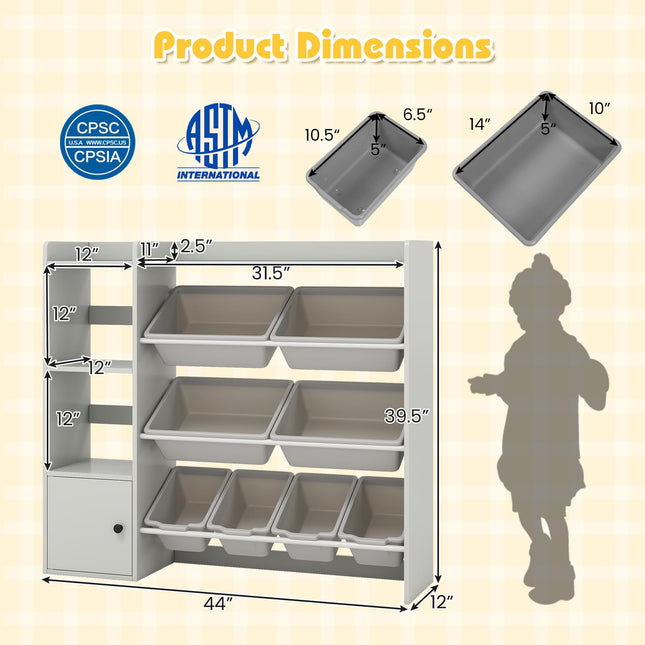 Costzon Kids Toy Storage and Bookshelf Wooden Bookcase（Large）