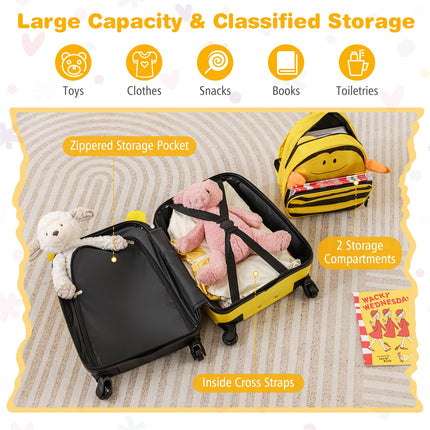 Costzon 2 Pcs Kids Luggage 16" Kids Rolling Suitcase w/ 12" Backpack