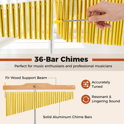 Costzon 36-Bar Chime 36 Note Single Row Wind Chimes Set