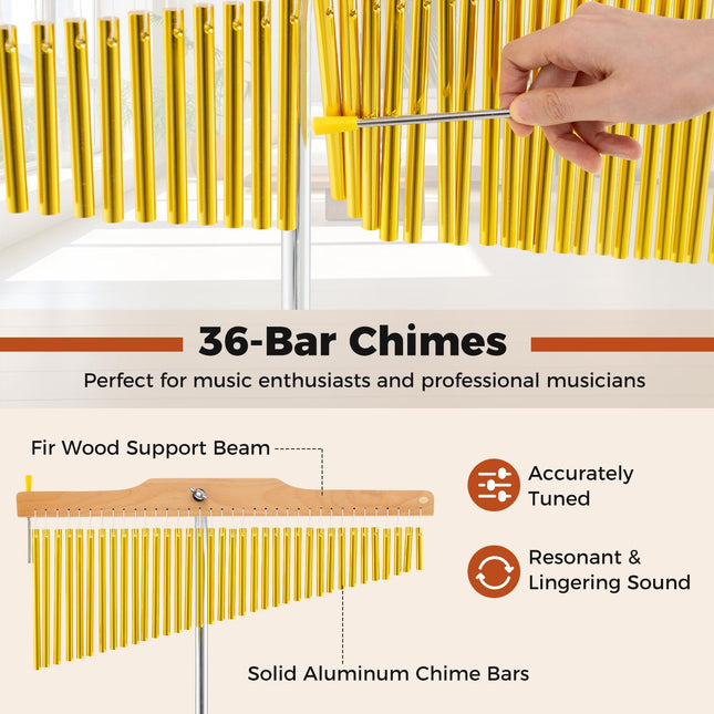 Costzon 36-Bar Chime 36 Note Single Row Wind Chimes Set