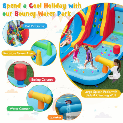 BOUNTECH Inflatable Water Slide, 14 x13FT Kids Mega Waterslide Park w/Super Long Slide for Racing Fun