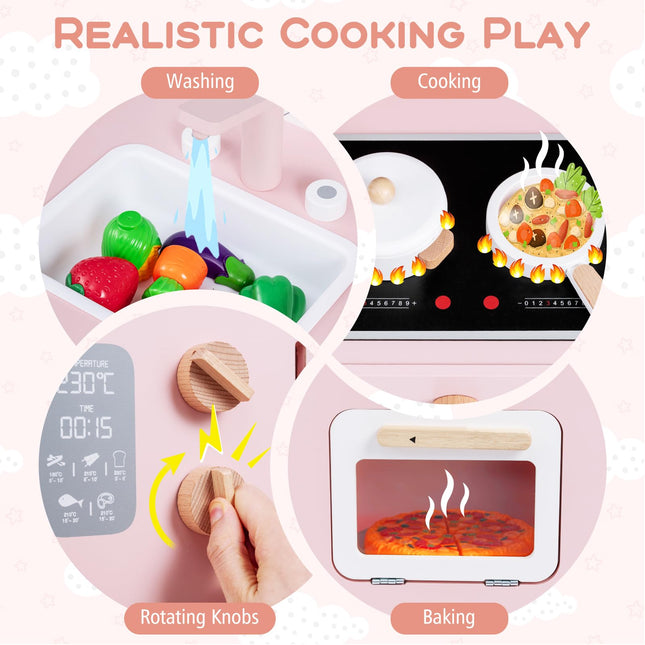 Costzon Kids Kitchen Playset | Toddler Interactive Pretend Play Toy w/Oven