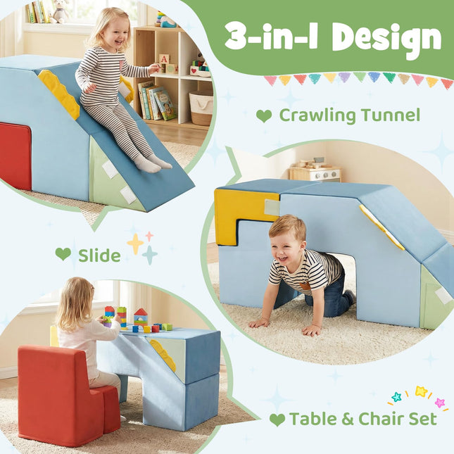 Costzon Toddler Climbing Toys Velvet Cover Convertible Table Chair Set
