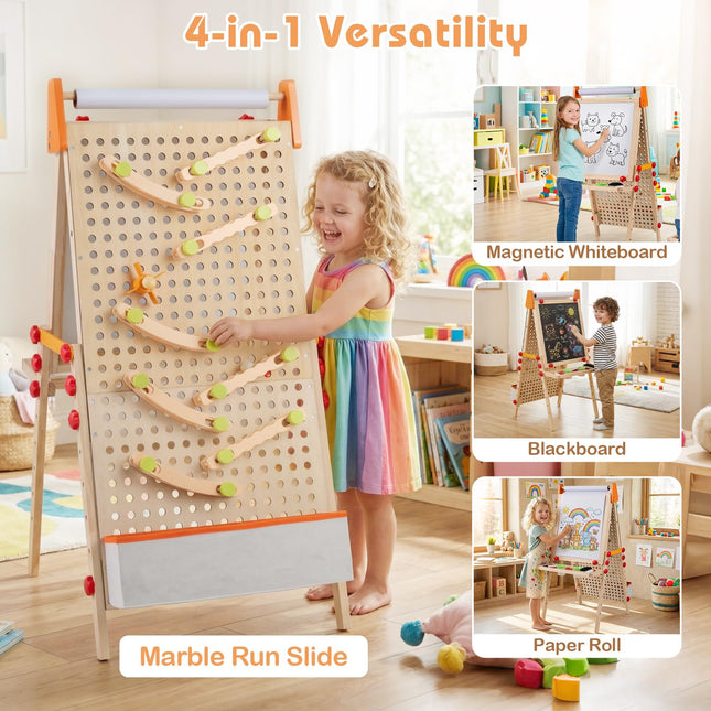 Costzon 4-in-1 Easel for Kids Double-Sided Chalkboard