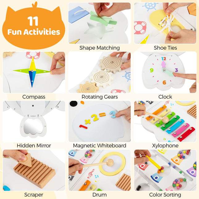 Costzon Owl Activity Wall Busy Board Panels 11-in-1 Toddler Learning Activity Center