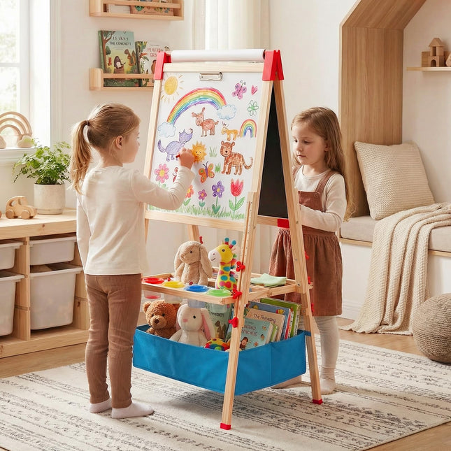 Costzon Kids Easel Adjustable Foldable Double-Sided Easel