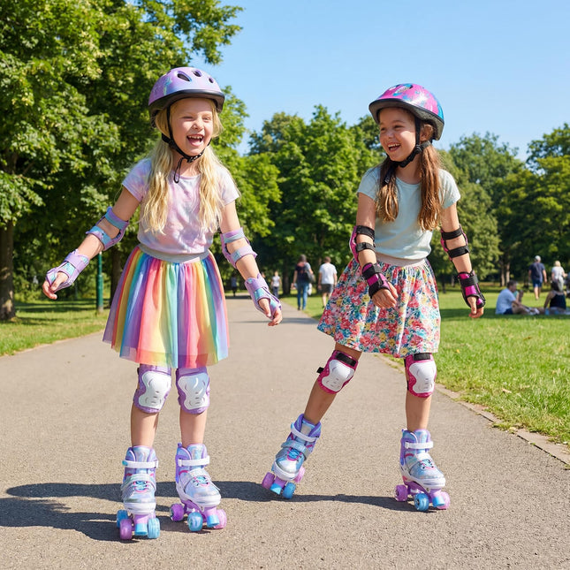 4-Size Adjustable Quad Skates Light-up Wheels Safety Protection