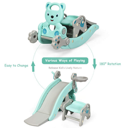 Costzon 5 in 1 Toddler Slide Rocking Toy, Slide for Kids with Detachable Stool, Foldable Climber Playground Slide
