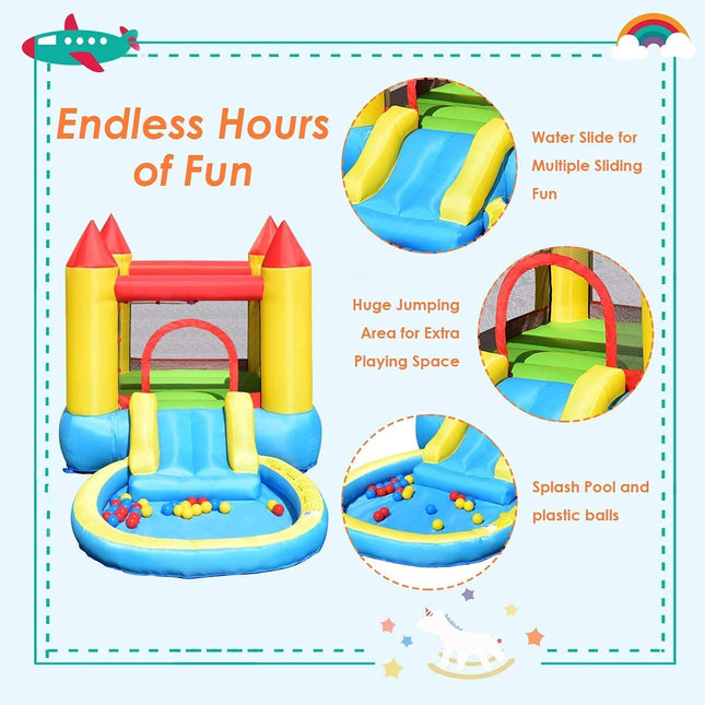 Costzon Inflatable Castle Jumping Bouncer with Water Slide